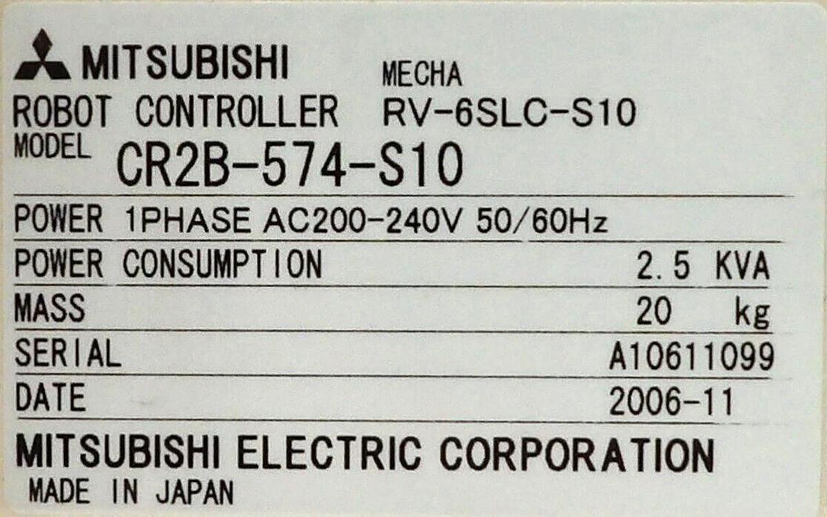 Used Mitsubishi CR2B-574-S10 Industrial Robot Controller MELFA RV-6S Series Surplus