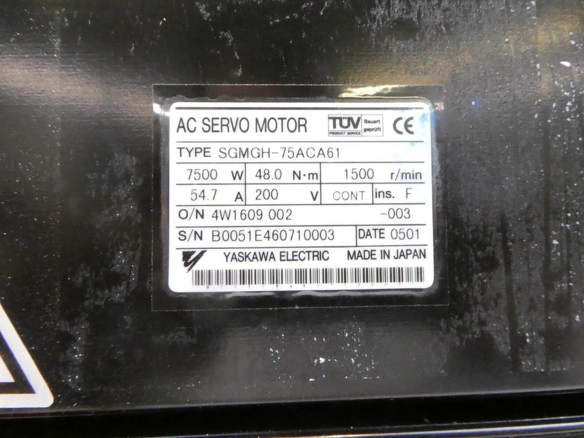 Used Yaskawa Electric SGMGH-75ACA61 AC Servo Motor Working Spare