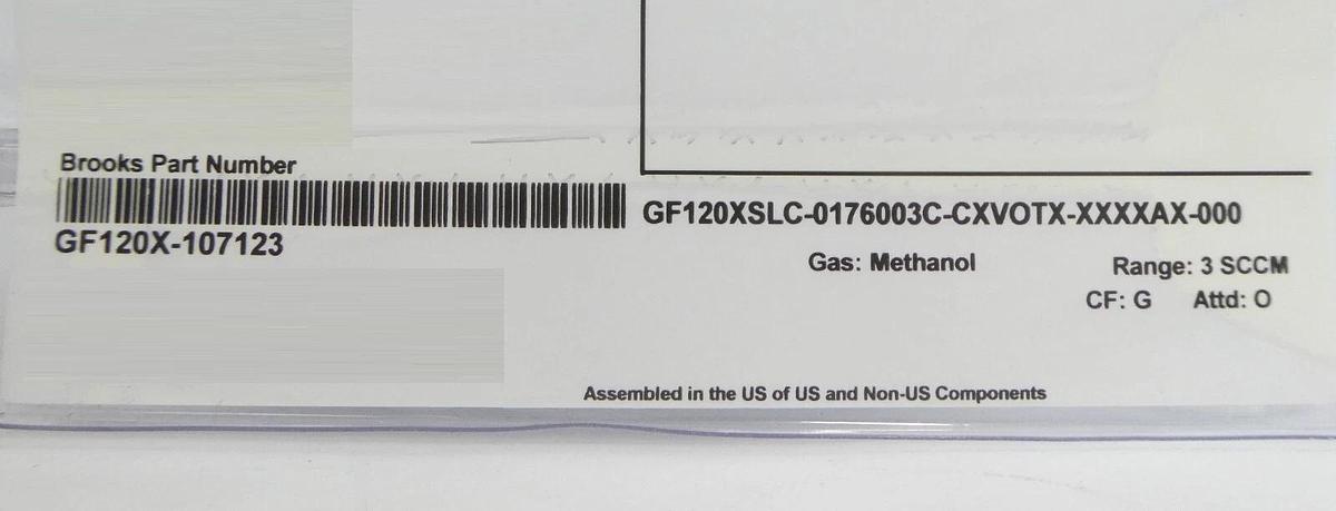 Brooks Instrument GF120X-107123 Mass Flow Controller MFC 3 SCCM CH40 New Spare