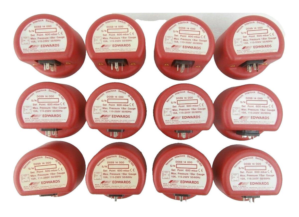 Used Edwards D059 14 000 Vacuum Interlock Switch IS16K Reseller Lot of 12 Working