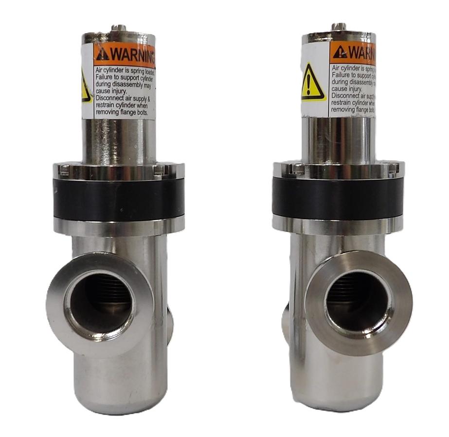 Used Pfeiffer Vacuum 3870-02323 Pneumatic Angle Valve Reseller Lot of 2 Working