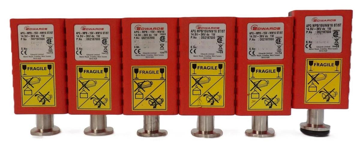 Used Edwards D02187000 Active Pirani Vacuum Gauge APG-MPB-15V-NW16 Lot of 6 Working
