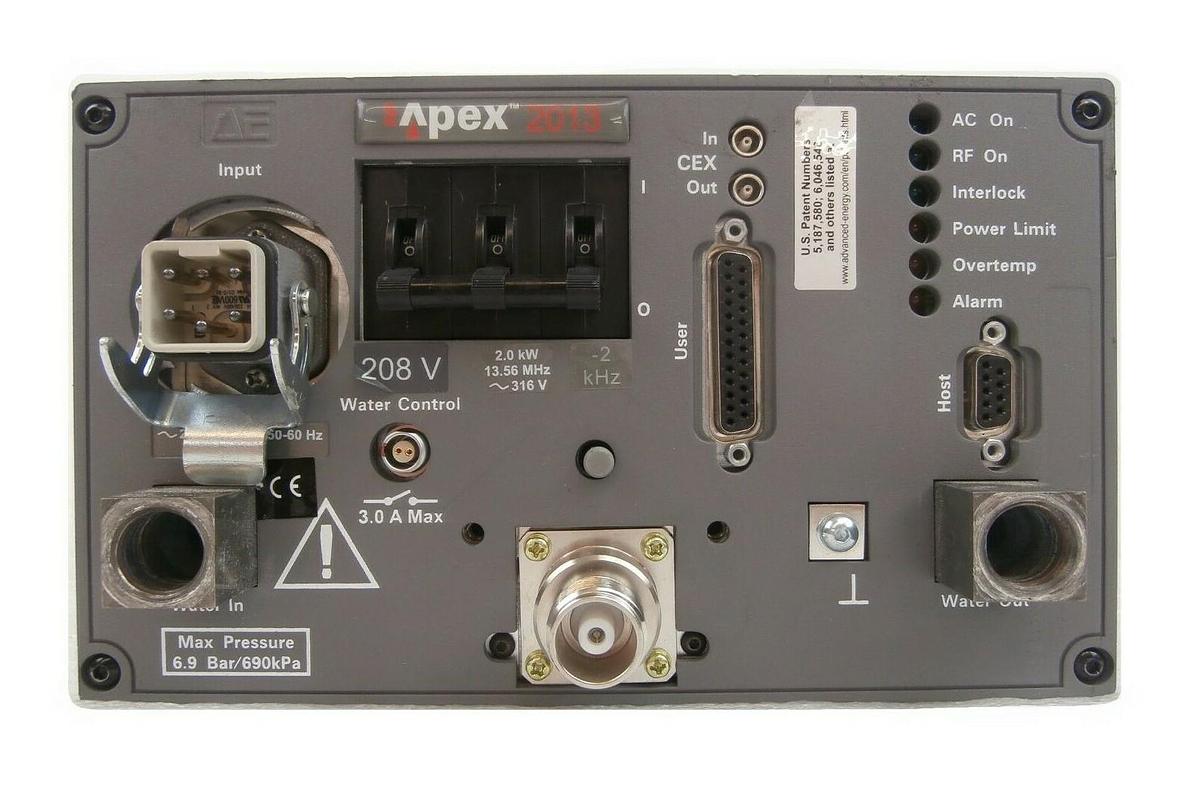 Used Apex 2013 AE Advanced Energy 2.0kW @ 13.56MHz RF Generator Tested Working