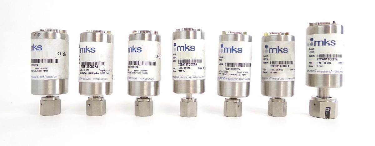 Used MKS Instruments 722A 722B Baratron Pressure Transducer Reseller Lot of 7 Spare