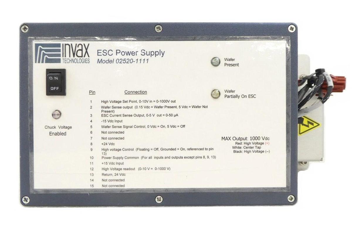 Used Invax 02520-1111 ESC Electrostatic Chuck Power Supply Assembly Working Surplus