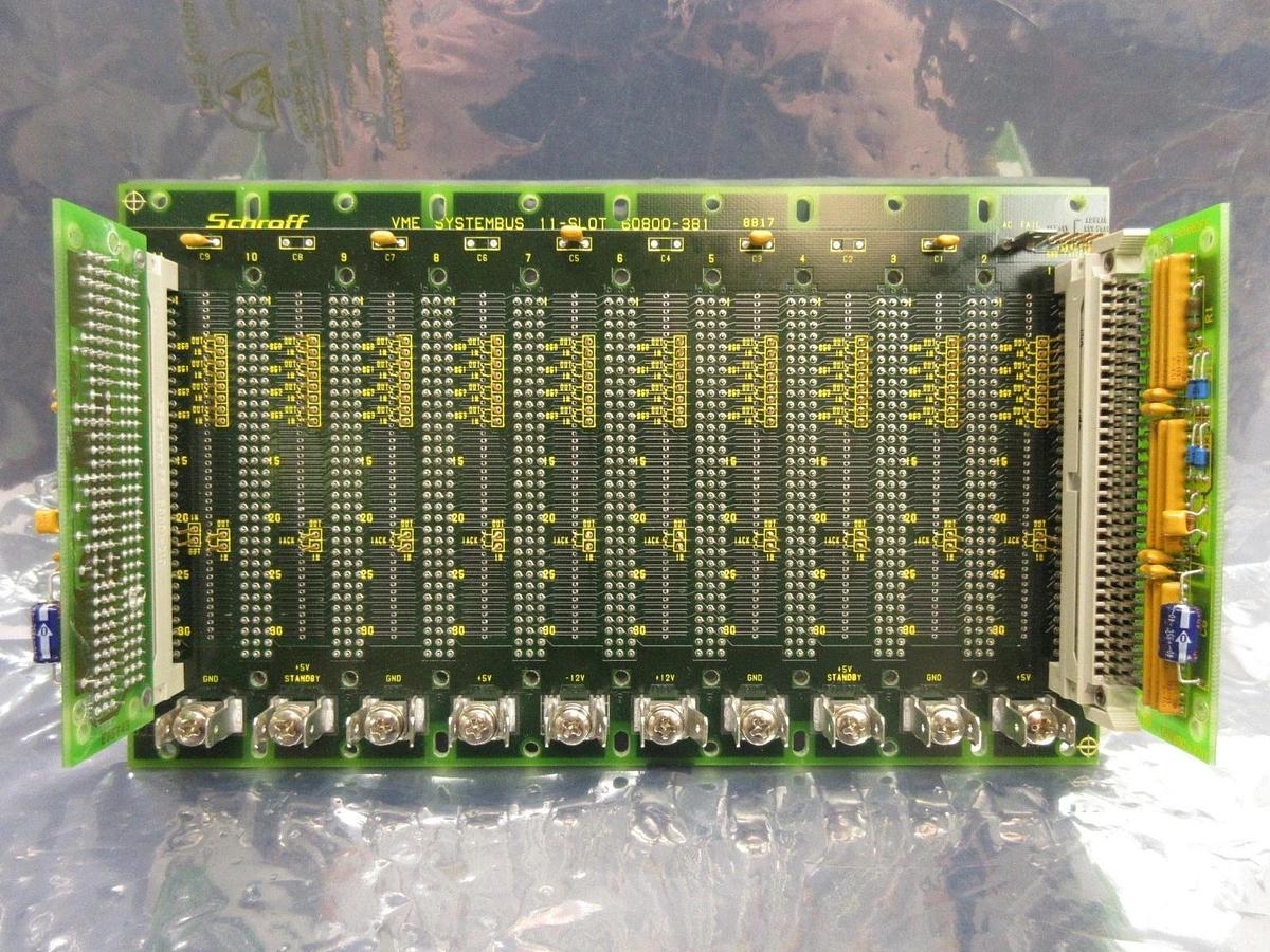 Used Schroff 60800-381 VME 11-Slot Backplane Board PCB with 60800-370 Ultratech 4700
