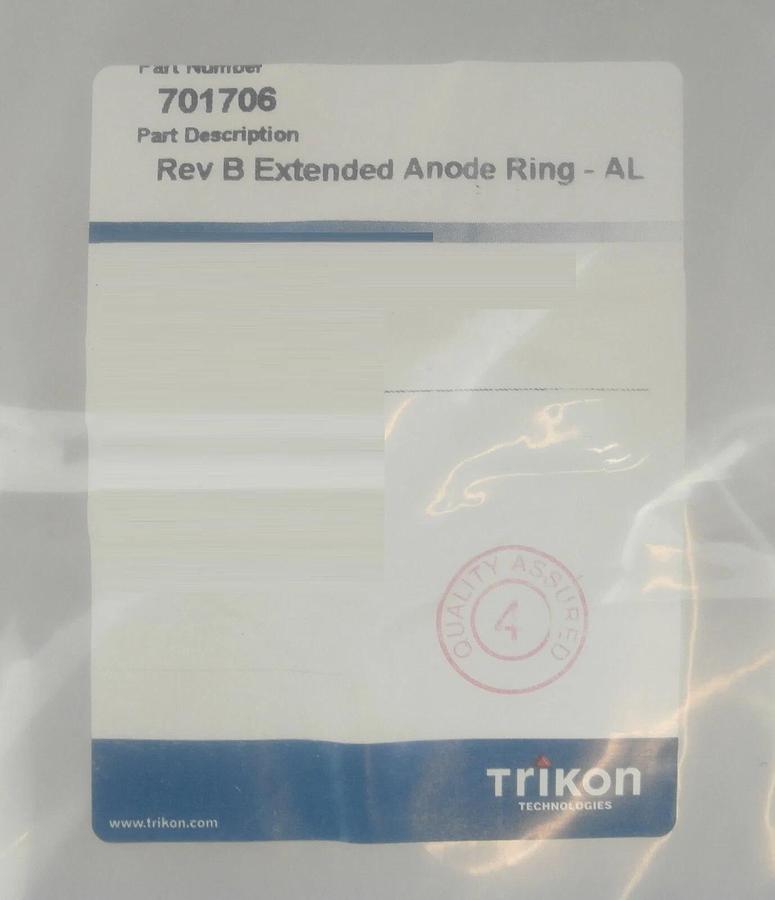 Trikon Technologies 701706 Aluminum Extended Anode Ring AL New Surplus