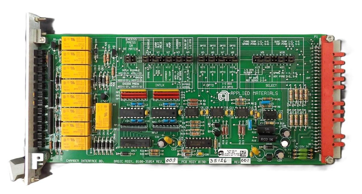 Used AMAT Applied Materials 0190-35126 Chamber Interface PCB 0100-35054 Working