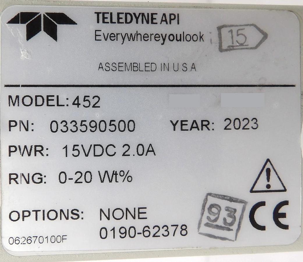 Used Teledyne Instruments 033590500 Ozone Processor Sensor 452 Working Surplus