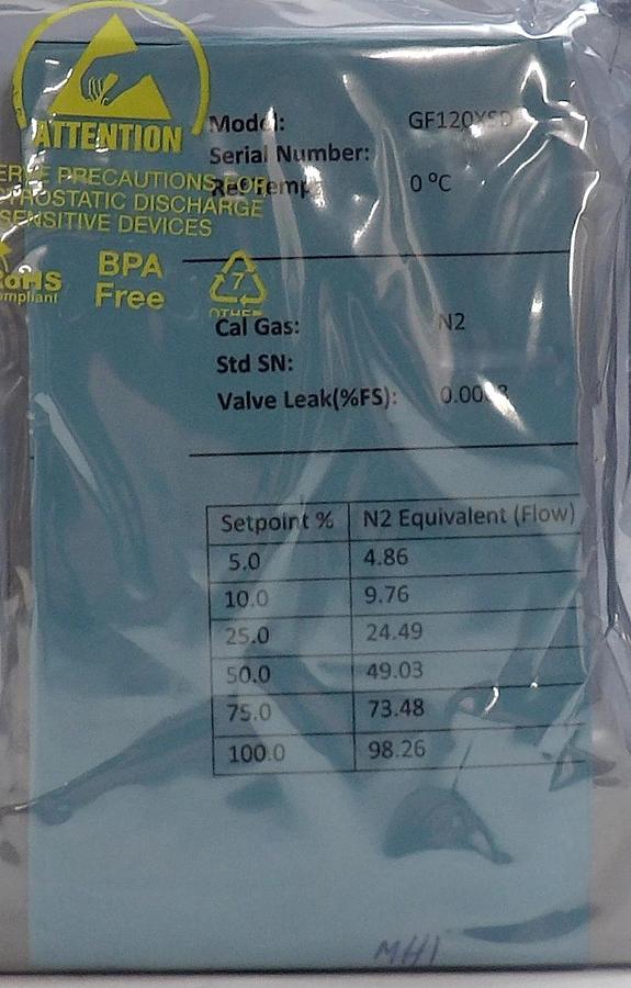 Brooks Instrument GF120X-110737 Mass Flow Controller MFC 20 SCCM New