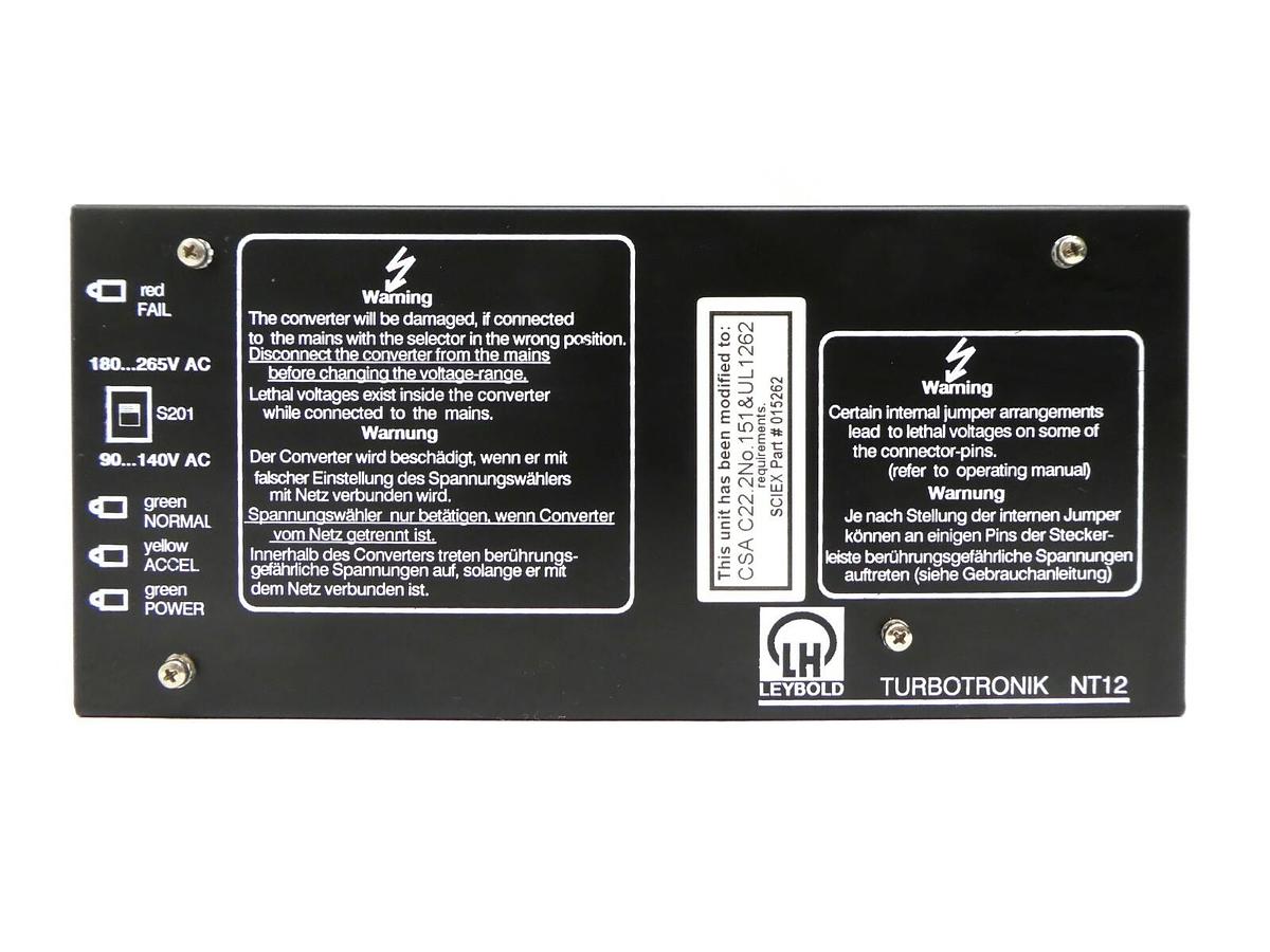 Used TURBOTRONIK NT12 Leybold 85704 Electronic Frequency Converter Turbo Working