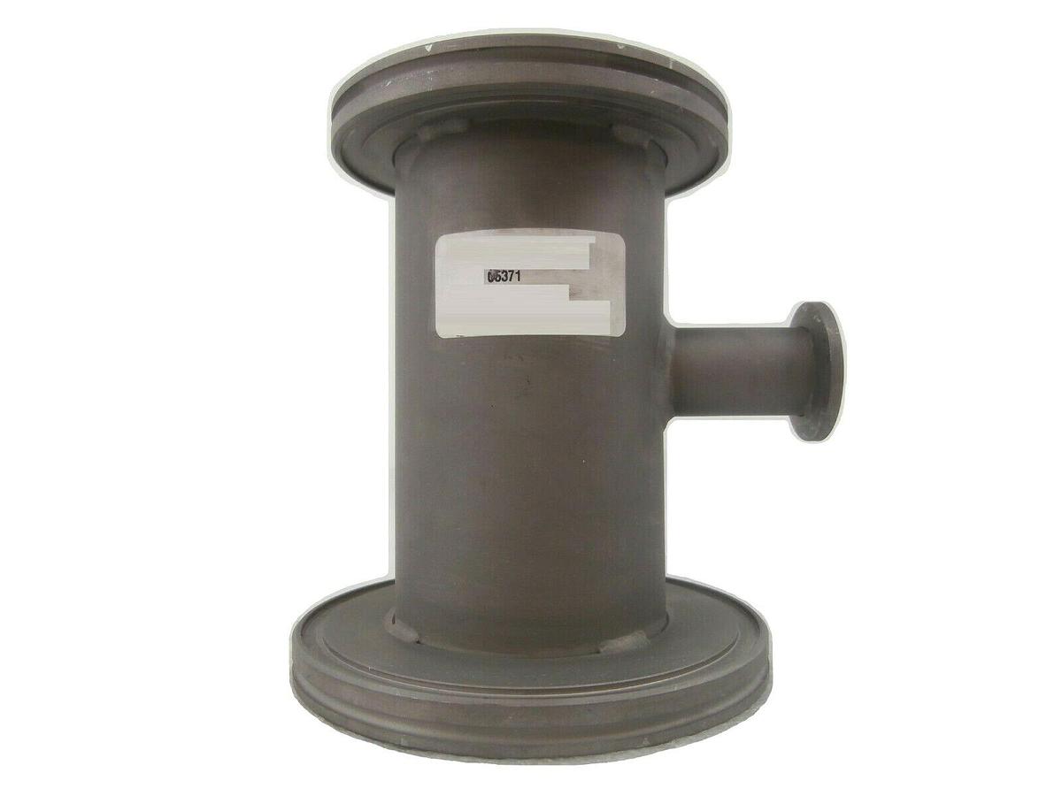 Used Edwards C5371 Straight Nipple Vacuum Adapter Tee ISO80 to ISO100 6" Working