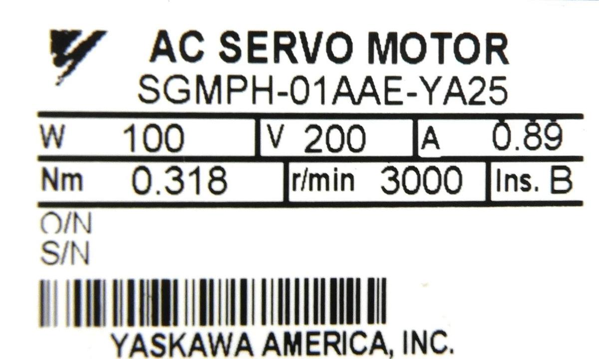 Used Yaskawa Electric SGMPH-01AAE-YA25 AC Servo Motor SIGMA-2 Working Surplus