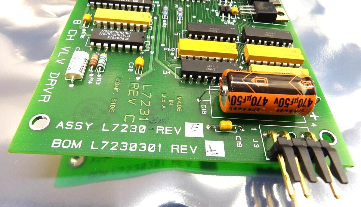 Used Varian L7231 8 Channel Valve Driver PCB Board Assembly Working Surplus