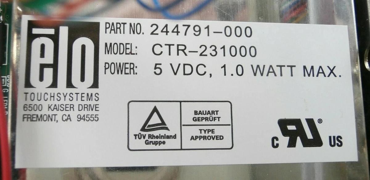 Used ELO Touchsystems 244791-000 12" Touchscreen Monitor CTR-231000 Assembly Working