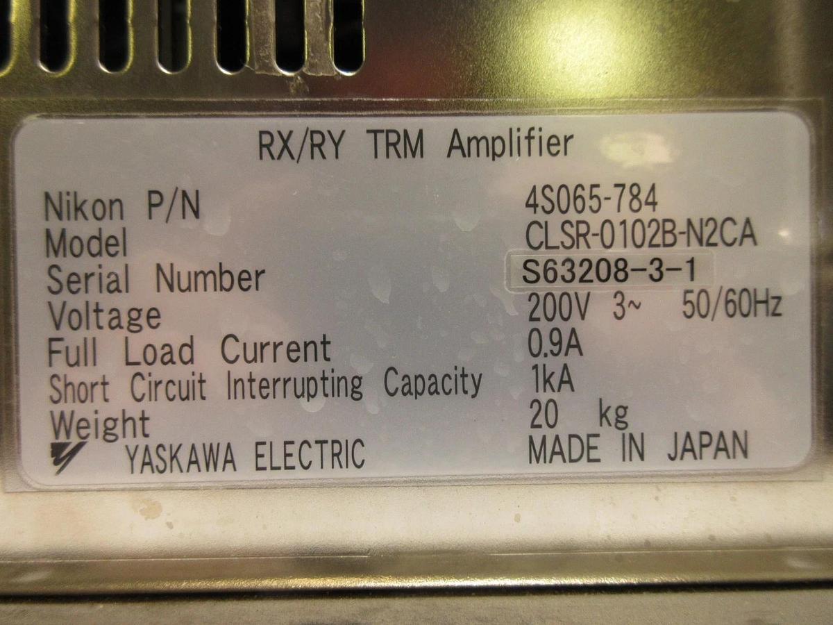 Used Yaskawa Electric CLSR-0102B-N2CA RX/RY TRM Amplifier Nikon 4S065-784 NSR Working