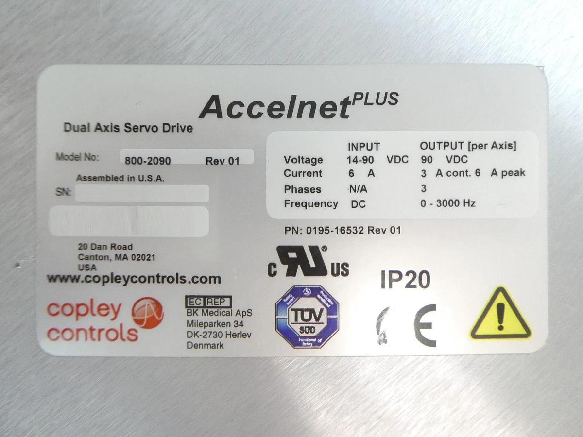 Used Copley Controls 800-2090 Dual Axis Servo Drive Accelnet Plus Working Surplus