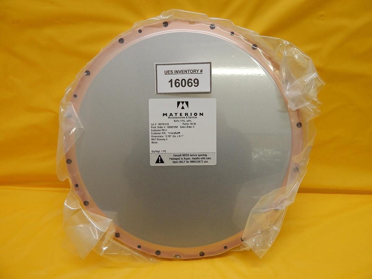 Materion Microelectronics 7106509 Ni/Fe 17% wt% Target New Surplus