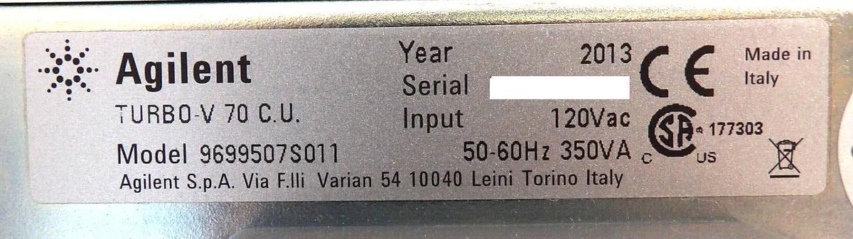 Used Turbo-V 70 C.U. Varian 9699507S011 Turbomolecular Pump Controller Working