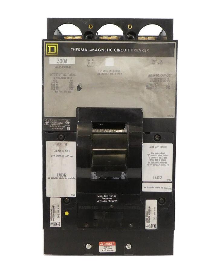 Used Square D LAF363001441 Circuit Breaker 300A LAII042 LAII212 Working Surplus