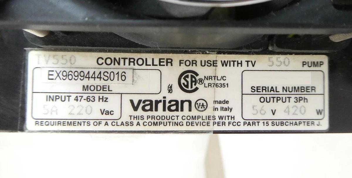 Used Turbo-V 550 Varian EX9699444S016 Turbomolecular Pump Controller Working Surplus