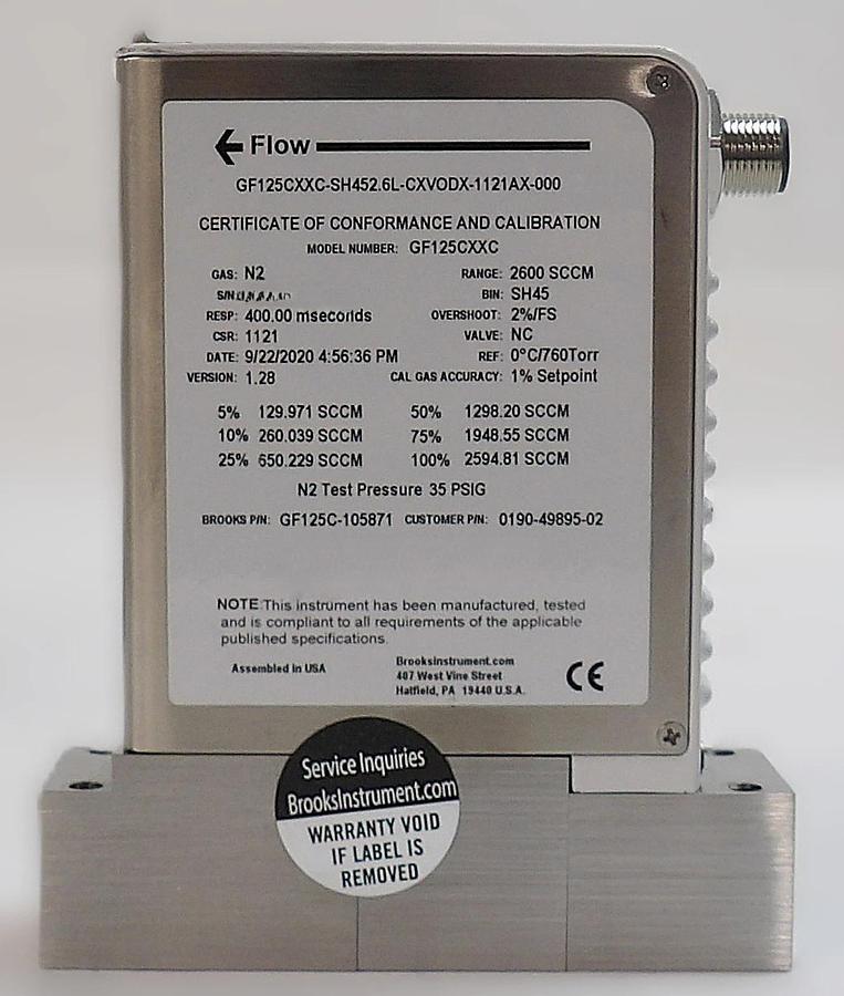 Used Brooks Instrument GF125C-105871 Mass Flow Controller MFC Lot of 4 Surplus
