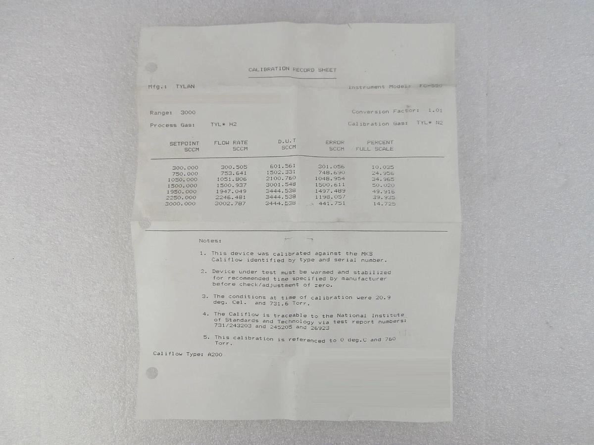 Refurbished Tylan FC 550-1 Mass Flow Controller MFC 3 SLPM H2 FC 550 Series OEM Refurbished