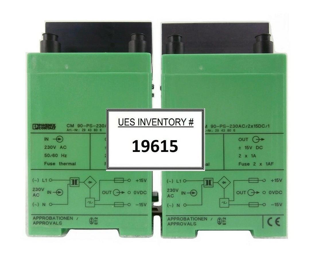 Used Phoenix Contact 29 43 80 6 Power Supply CM 90-PS-230AC/2x15DC/1 Lot of 2 Working