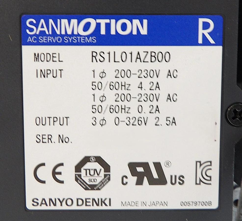 Used Sanyo Denki RS1L01AZB00 Servo Drive SANMOTION R Reseller Lot of 8 Working