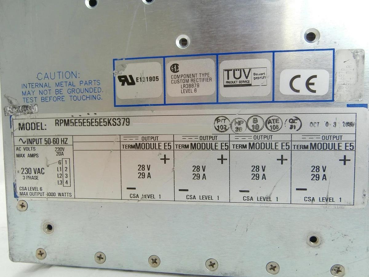 Used Power-One RPM5E5E5E5E5KS379 Power Supply 4000W Teradyne 405-236-00 A Used