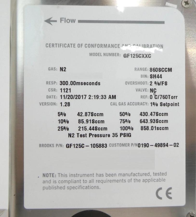 Used Brooks Instrument GF125C Mass Flow Controller MFC GF125CXXC Lot of 13 Working