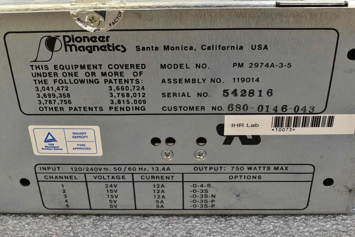 Used Pioneer Magnetics PM2974A-3-5 DC Power Supply SVG 680-0146-045 Spare Surplus