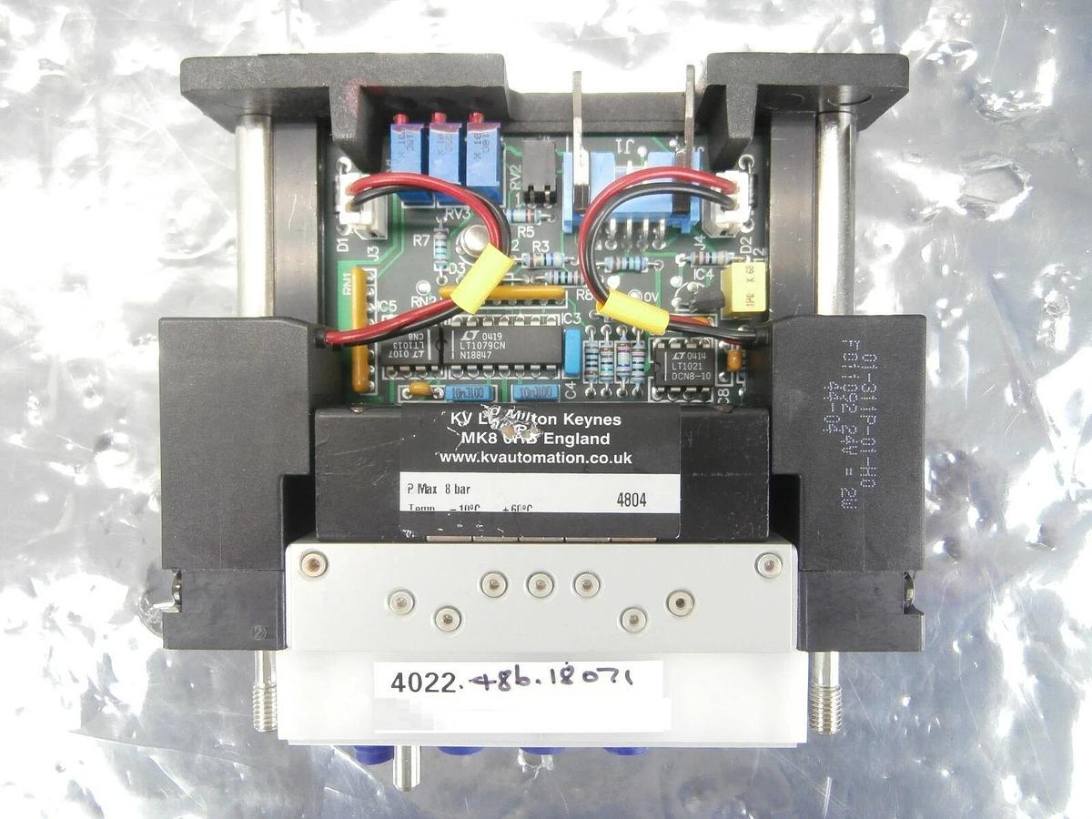 Used KV Automation 4022.486.18071 Pneumatic PCB Card CLAMP/FREE CLEAN FUNC. 2W Spare