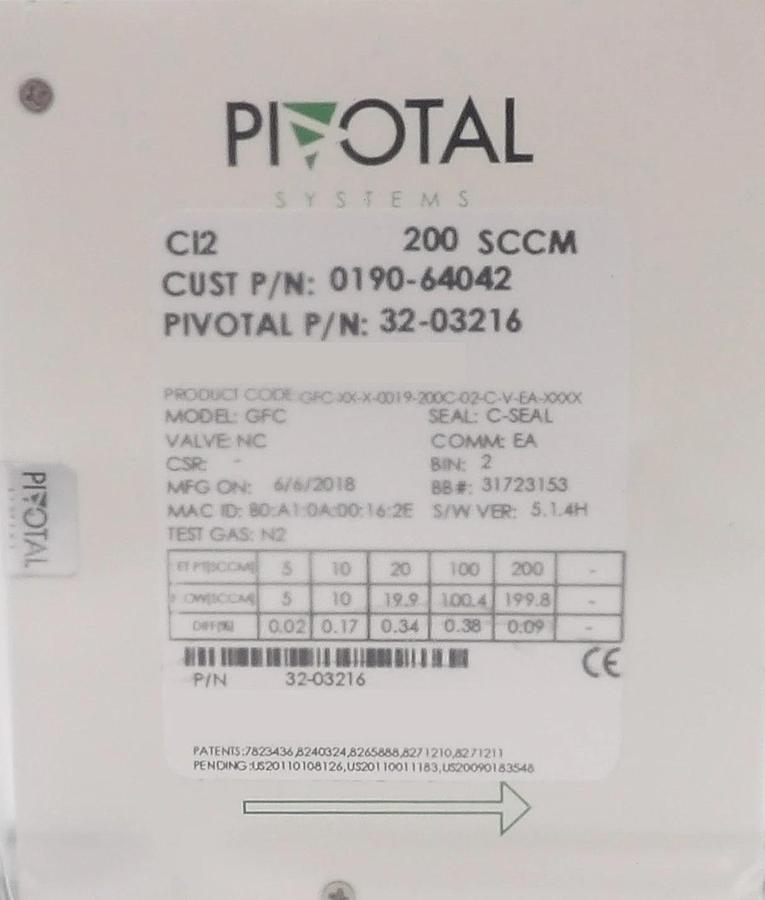 Used Pivotal Systems 32-03216 Mass Flow Controller MFC AMAT 0190-64042 Lot of 5 New