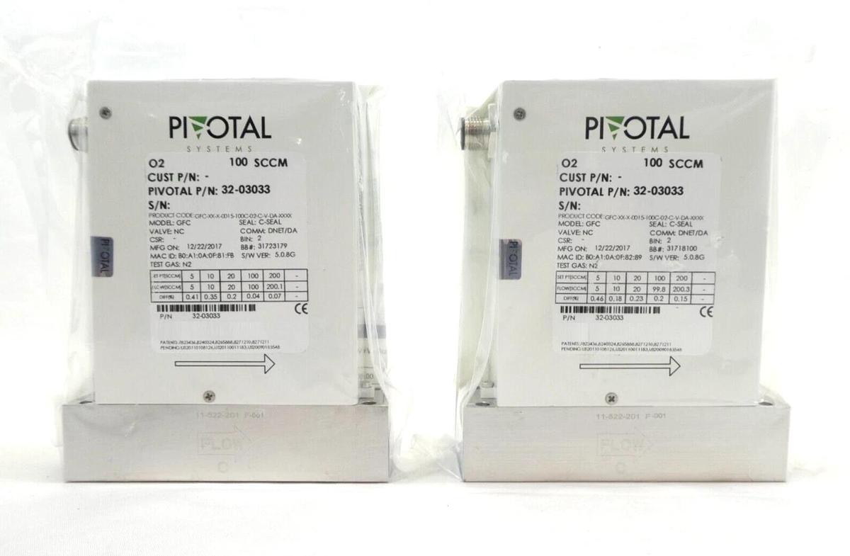 Pivotal Systems 32-03033 Mass Flow Controller MFC 100 SCCM O2 Lot of 2 New