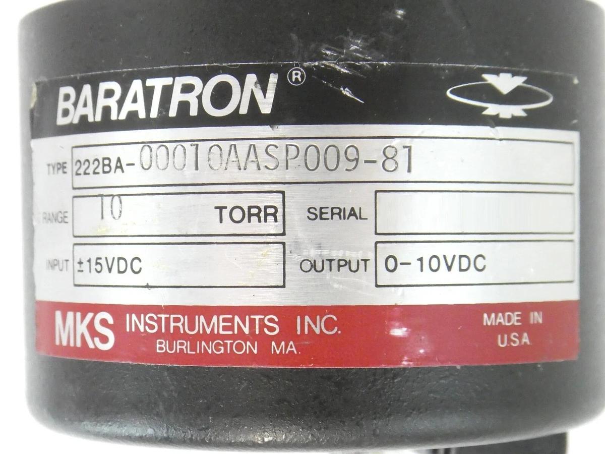Used MKS Instruments 222BA-00010AASP009-81 Baratron Pressure Transducer Working