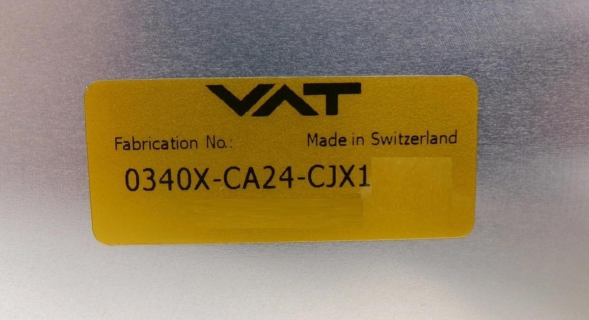 Used VAT 0340X-CA24-CJX1 300mm Pneumatic Chamber Slit Valve Working