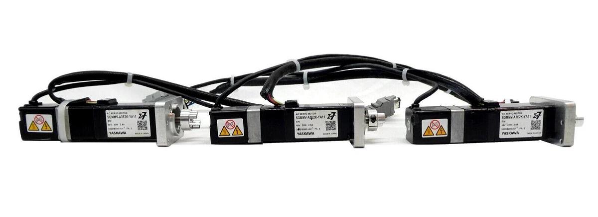 Used Yaskawa SGMMV-A3E2K-YA11 AC Servo Motor Reseller Lot of 3 Working Surplus