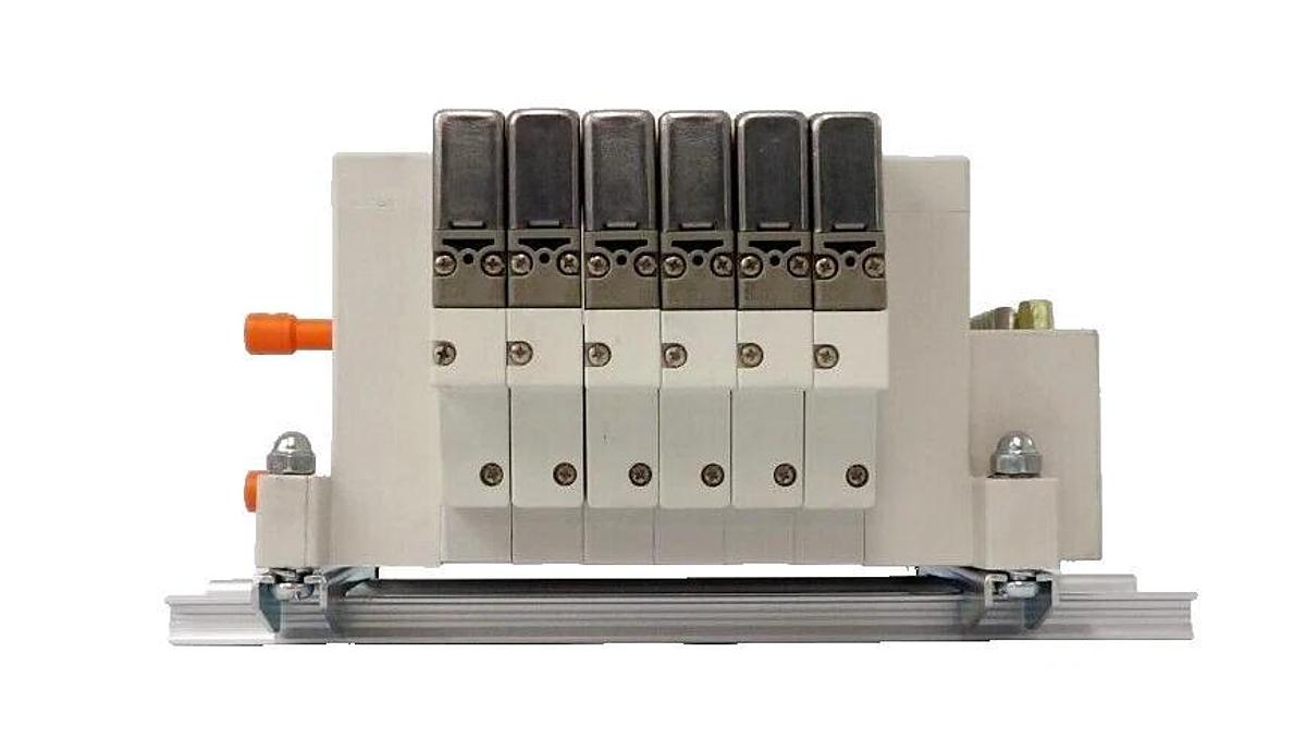 Used SMC E19283750 6-Port Pneumatic Manifold Assembly Varian Working Spare