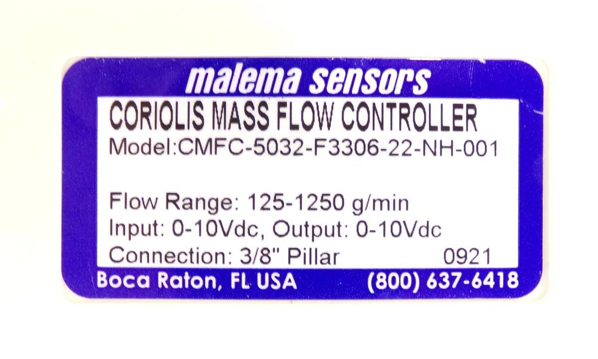 Malema Sensors CMFC-5032-F3306-22-NH-001 Coriolis Mass Flow Controller New