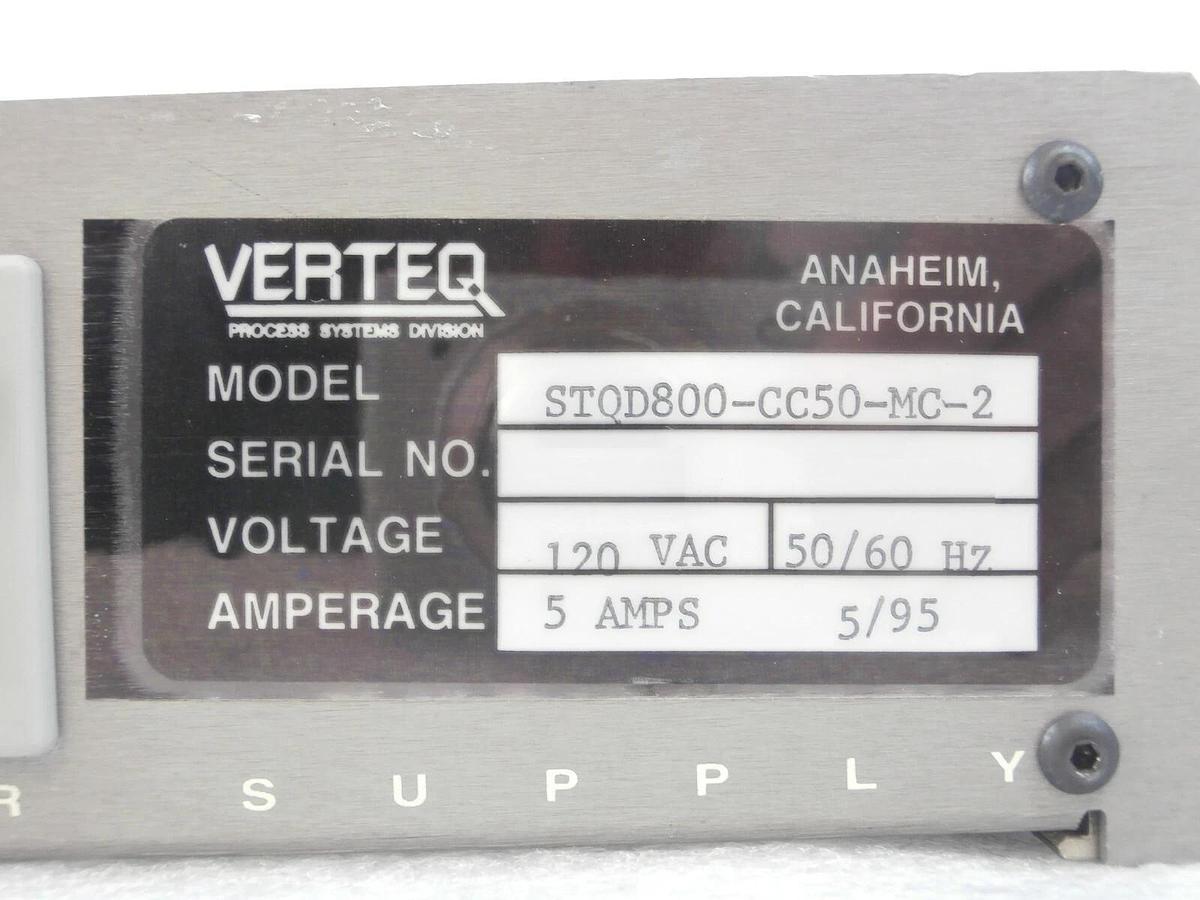 Used Verteq Process Systems STQD800-CC50-MC-2 Power Supply Working Surplus
