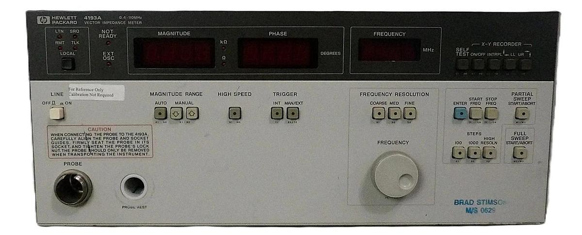 Used HP Hewlett-Packard 4193A Vector Impedance Meter 0.4-110MHz Untested Surplus