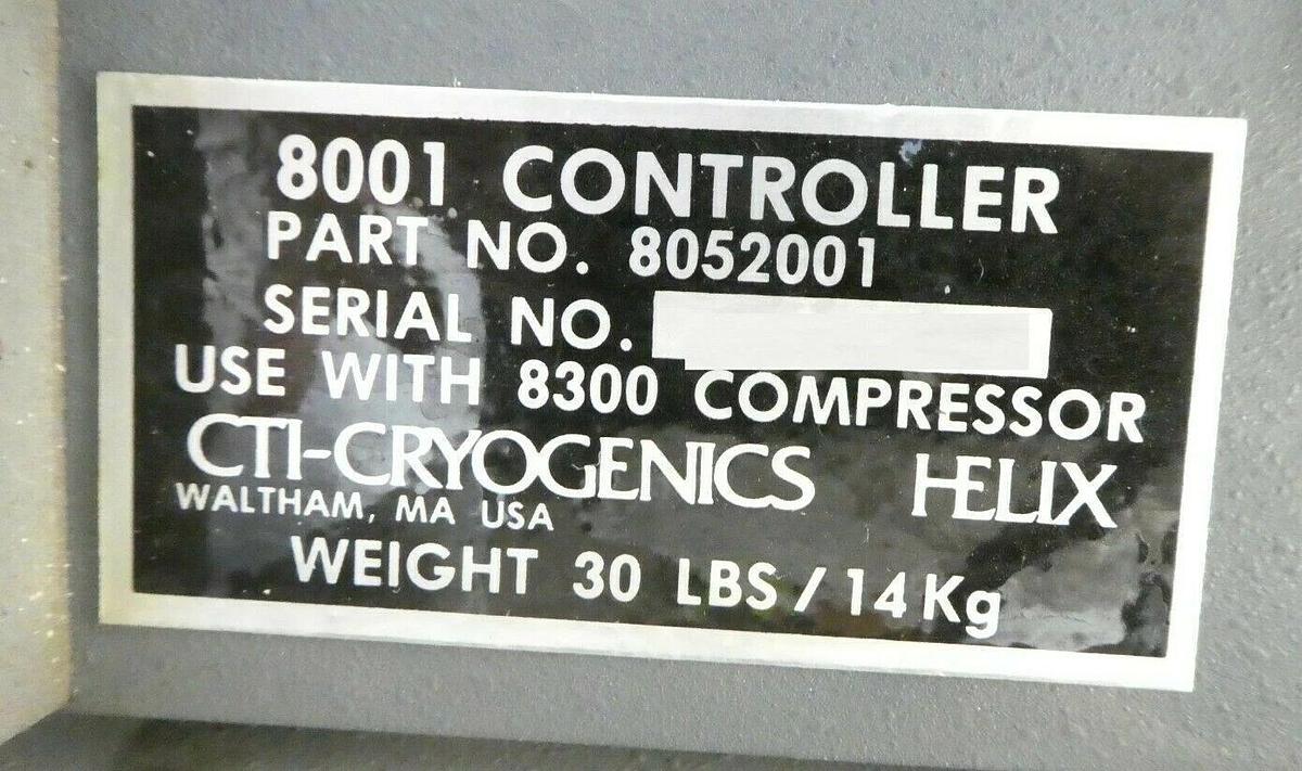 Used CTI-Cryogenics 8052000 8300 Helium Cyro Compressor System 8100 Controller As-Is