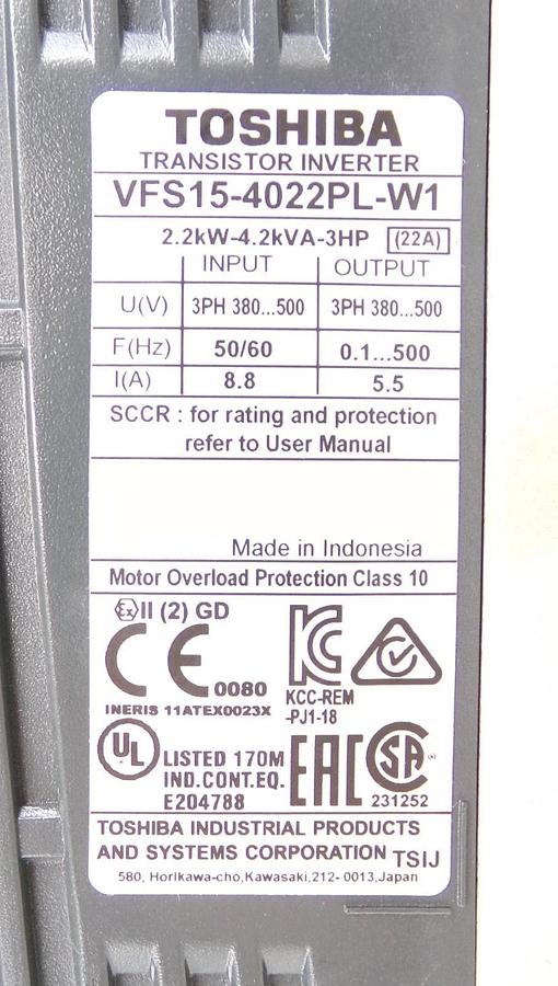 Used Toshiba VFS15-4022PL-W1 Transistor Inverter Drive Working