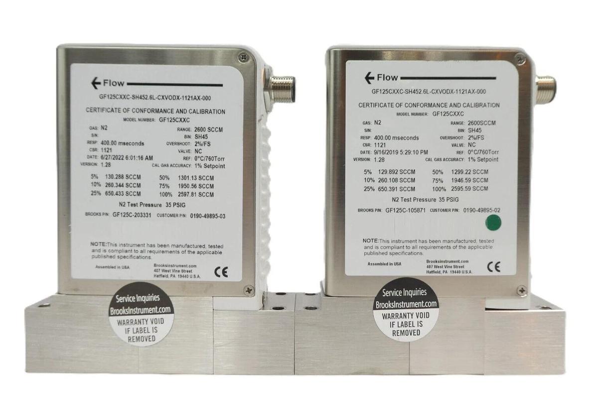 Used Brooks Instrument GF125C Mass Flow Controller MFC GF125CXXC Lot of 10 Working
