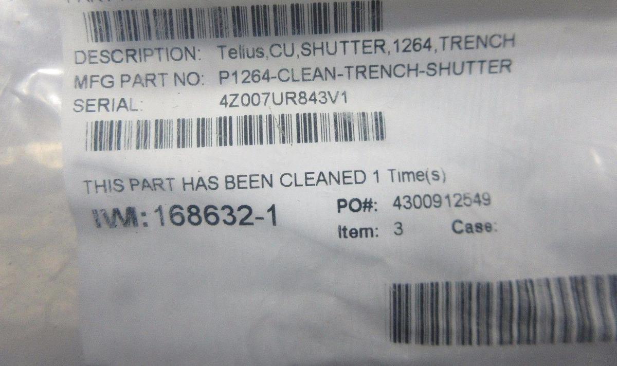 Used TEL Tokyo Electron P1264 Telius Clean Trench Shutter Cleaned Used Working