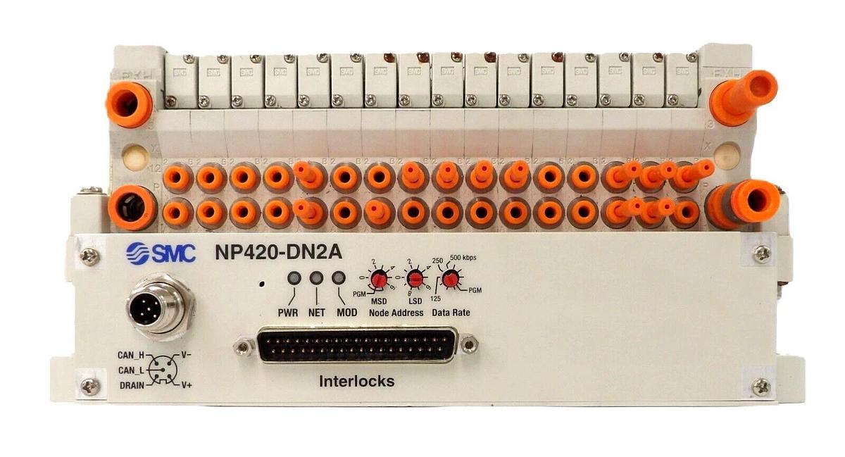 Used SMC VV5Q11-16-X1380 16-Port Pneumatic Manifold NP420-DN2A AMAT Working