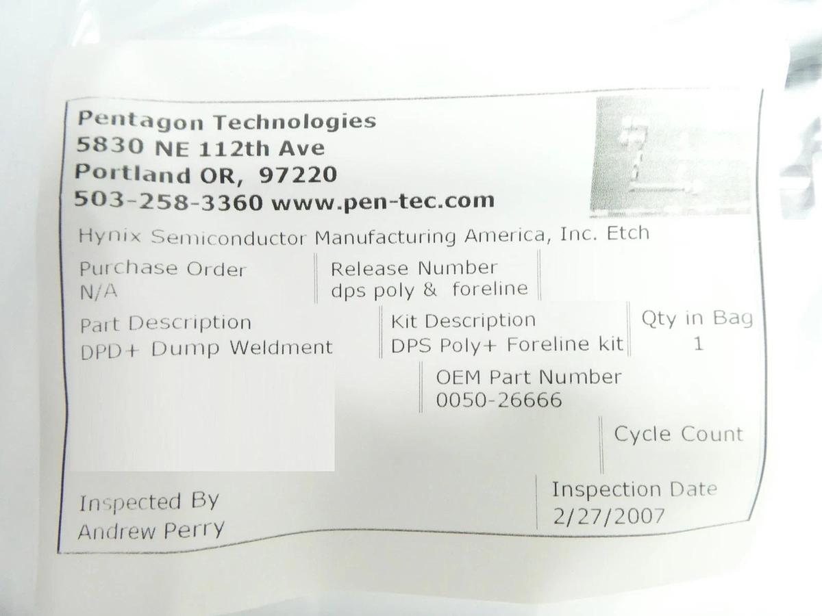 AMAT Applied Materials 0050-26666 Foreline DPD + Dump Weldment New Surplus