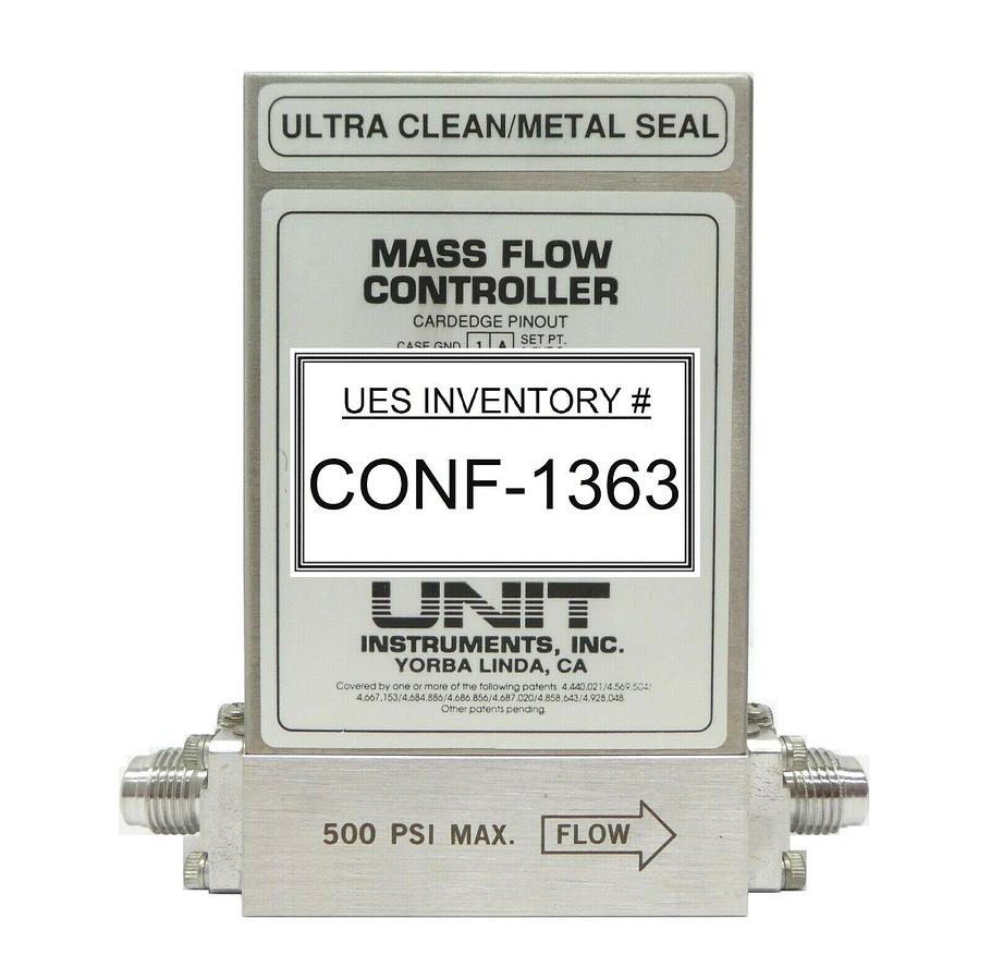 Used UNIT Instruments UFC-8160 Mass Flow Controller MFC 20 SLM H2 Working Spare