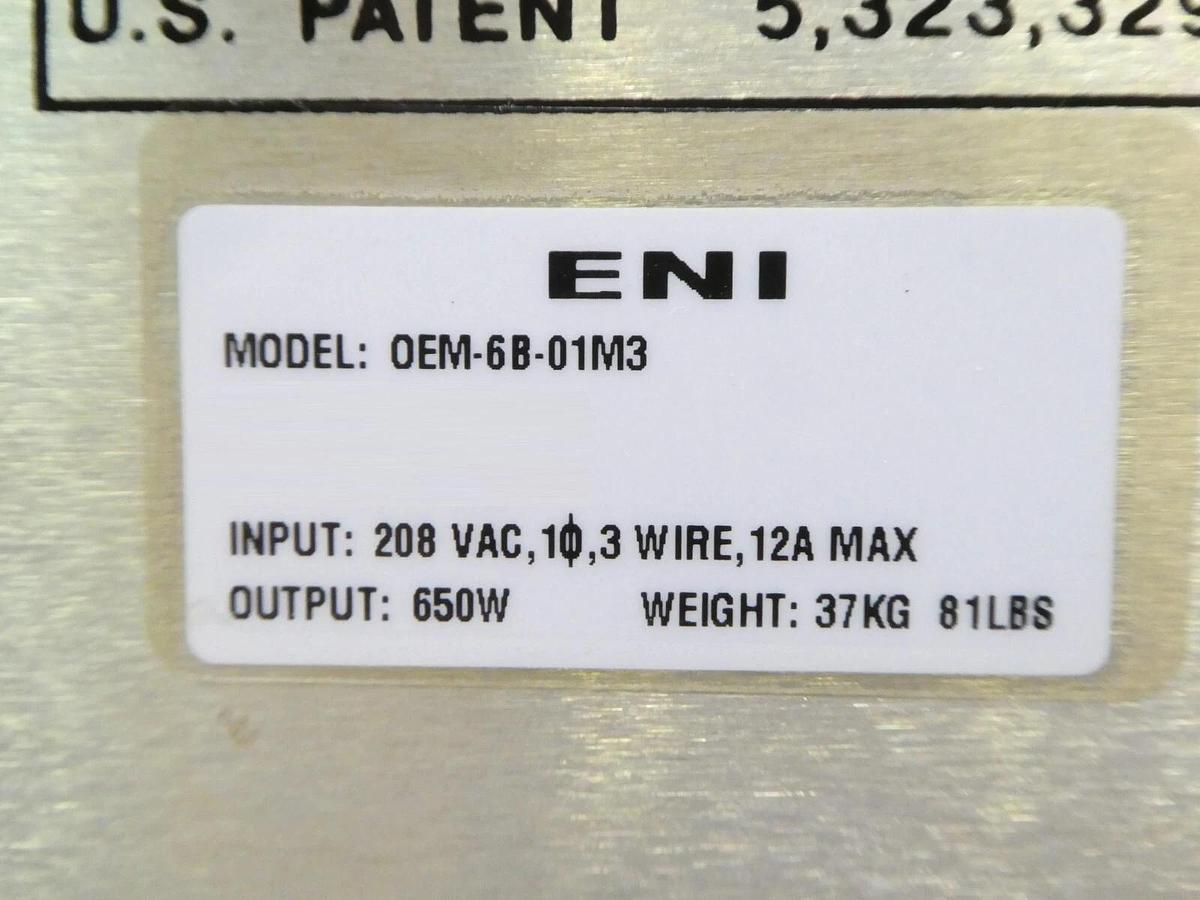 Used OEM-6B ENI Power Systems OEM-6B-01M3 RF Generator 650W @ 13.56MH Working Surplus